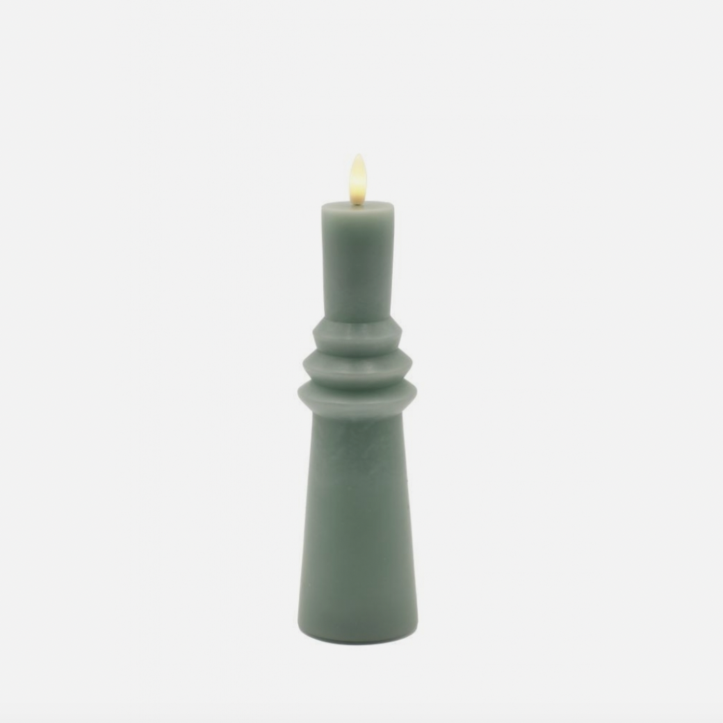 Sirius Sille Nordic Sculpture Sandy Green LED-kaars in Scandinavisch design met warm wit licht