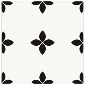 Portugese Bloem Plaktegels Zwart – Set van 10 (30x30 cm)