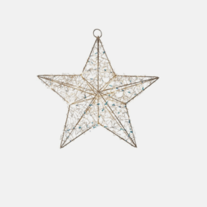 Sirius Lily LED Ster Goud 40 cm – gouden kerstster van fijn metaaldraad met 20 LED-lampjes voor sfeervolle kerstdecoratie.