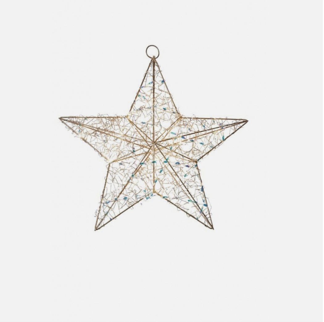 Sirius Lily LED Ster Goud 40 cm – gouden kerstster van fijn metaaldraad met 20 LED-lampjes voor sfeervolle kerstdecoratie.